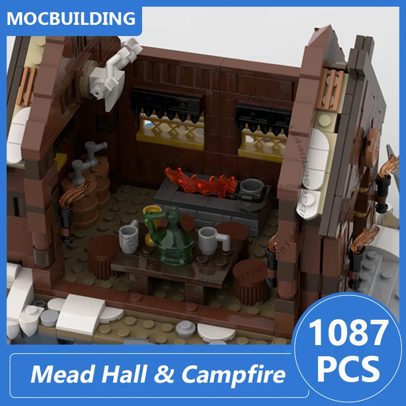 

Mead Hall & Campfire - Viking Village Expansion Moc Building Blocks Diy Assemble Bricks Collection Display Toys Gifts 1087PCS
