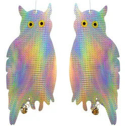 1/2PCS/Set Bird Repellent Scare Device Fake Owl Hanging Reflective and Holographic Woodpecker Deterrent Keep Birds Pigeons Away