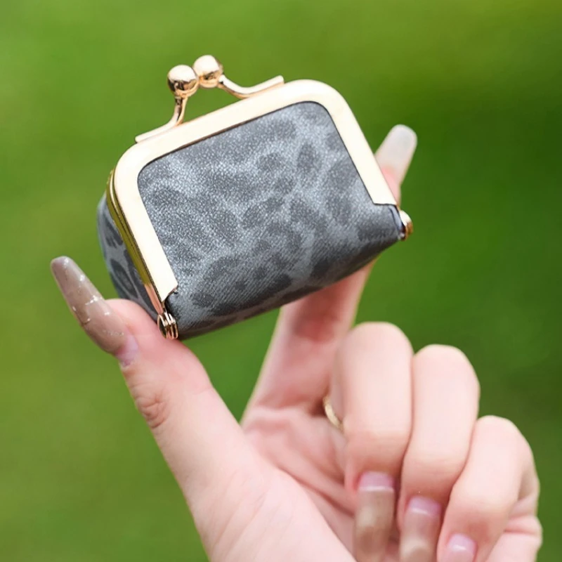 Fashion Leopard Print Mini Coin Purse, Portable Dual Function Jewelry Storage Kiss Lock Coin organizer Perfect Gift for Women