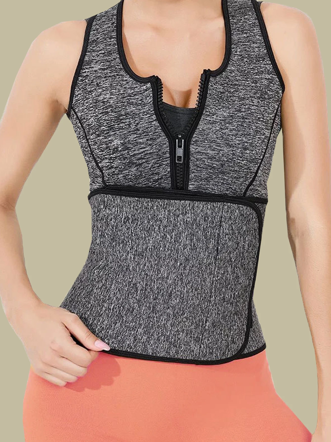 여성용 지퍼 쉐이프웨어 탑, 쉐이프웨어 탱크탑, 고무 쉐이프웨어, 스포츠 및 피트니스 바디 쉐이핑 복부 바인더