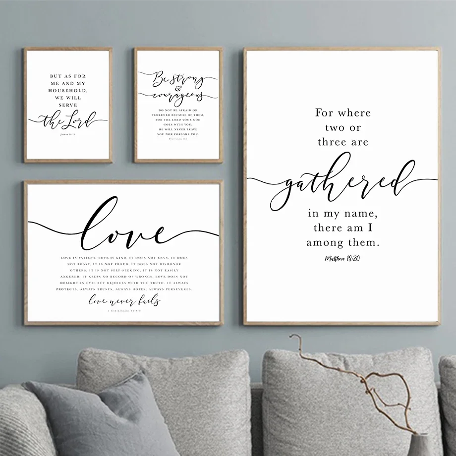 (No frame)Arte de pared con versículo de la Biblia moderno, regalo religioso de Pascua, decoración cristiana, cuadro sobre li