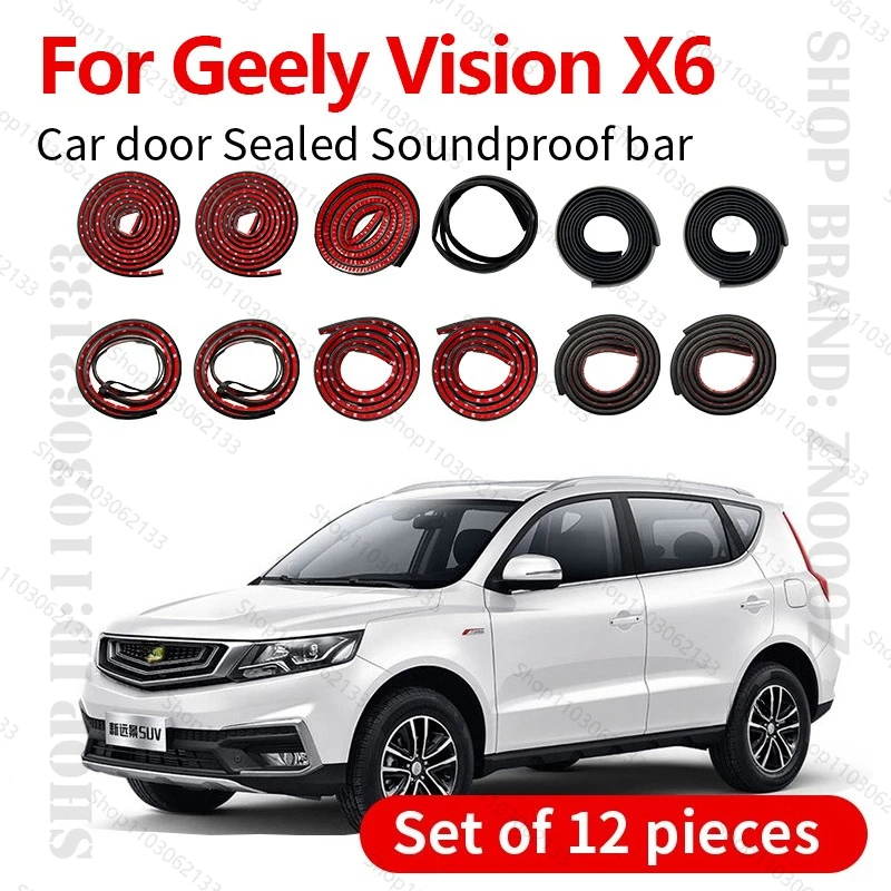 

For Geely Vision X6 Car Door Seal Strip Rubber Double Layer Sealing Protector Soundproof Strip Dustproof Seal Strip 12PCS Set