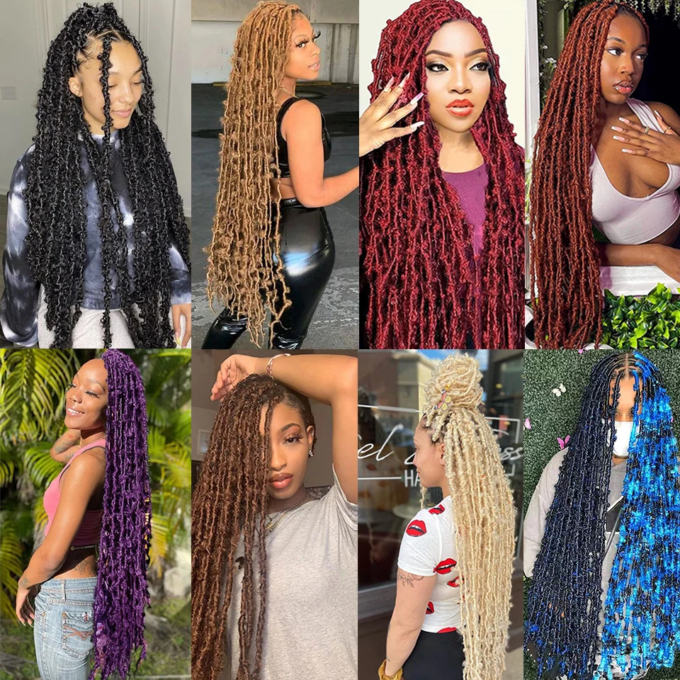 أقفال الفراشة المتعثرة مسبقًا ، شعر تجديل اصطناعي ، أقفال كروشيه ناعمة ، أقفال صناعية ، 1-9 حزم