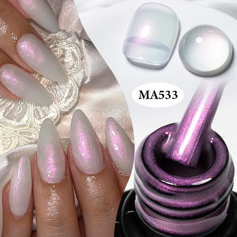 MEET ACROSS 7ml Moonlight White Series Nail Gel Polish Milky White Nude Semi Permanent UV/LED Vernis Gel for Nails Manicure