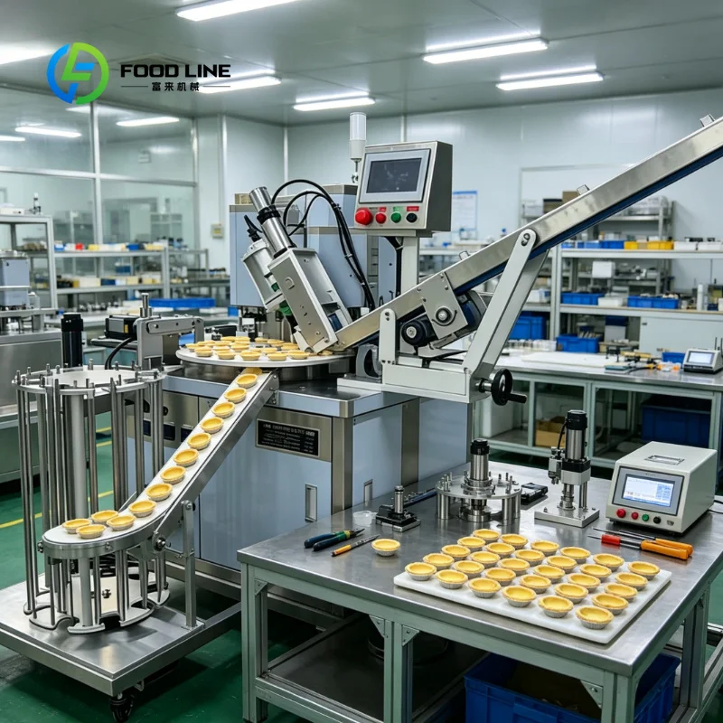 Customized Industrial Forming Egg Tart Machine Tart Shells Filling Machine Stainless Steel Egg Tart Shell Press Machine