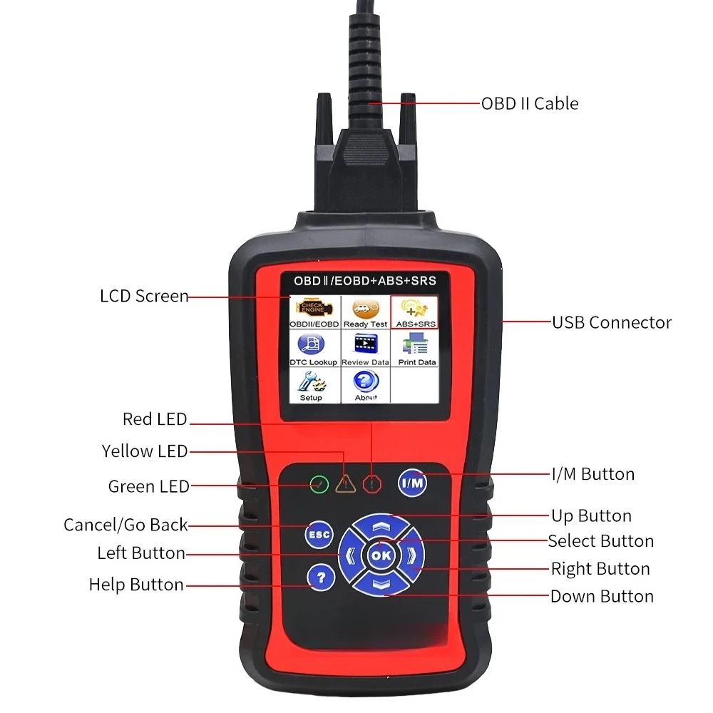 KC501 Full Featured Automotive OBD2 Scanner ABS+SRS Testing Auto Code Reader Engine Analyzer ABS Auto Diagnostic Tool