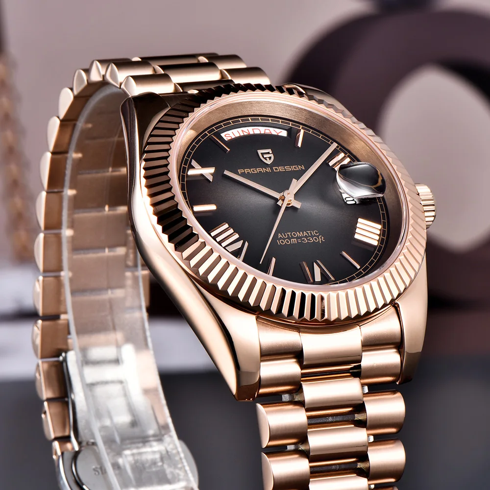 2025 Nuovo PAGANI DESIGN Orologio da uomo in oro rosa Orologi meccanici da uomo Orologi automatici per uomo Top Brand AR Orologio a specchio con zaffiro