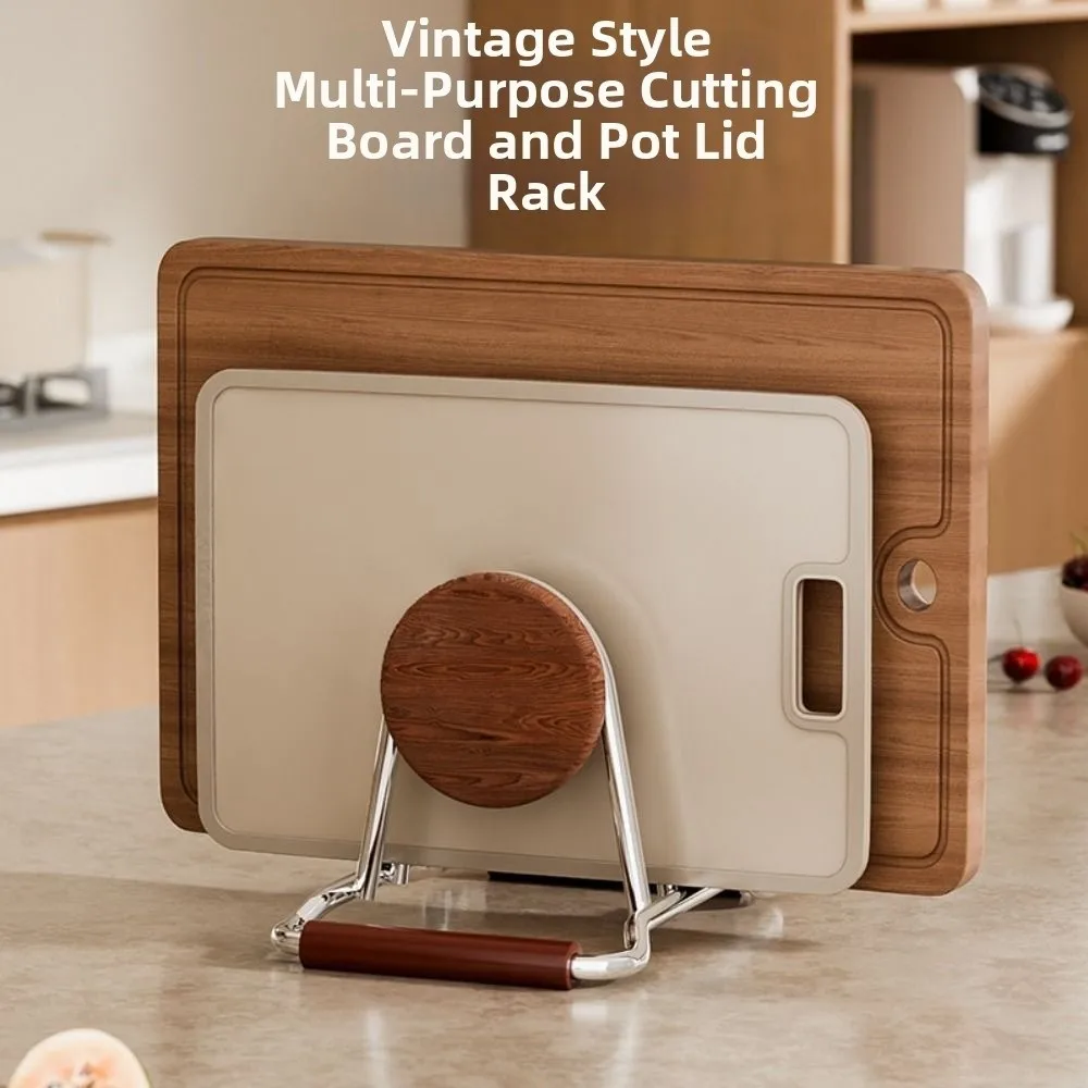 

Stable Cutting Board Holder Rustproof Anti-slip Pot Lid Organizer Multi-Functional Stainless Steel Kitchen Storage Rack Cabinet