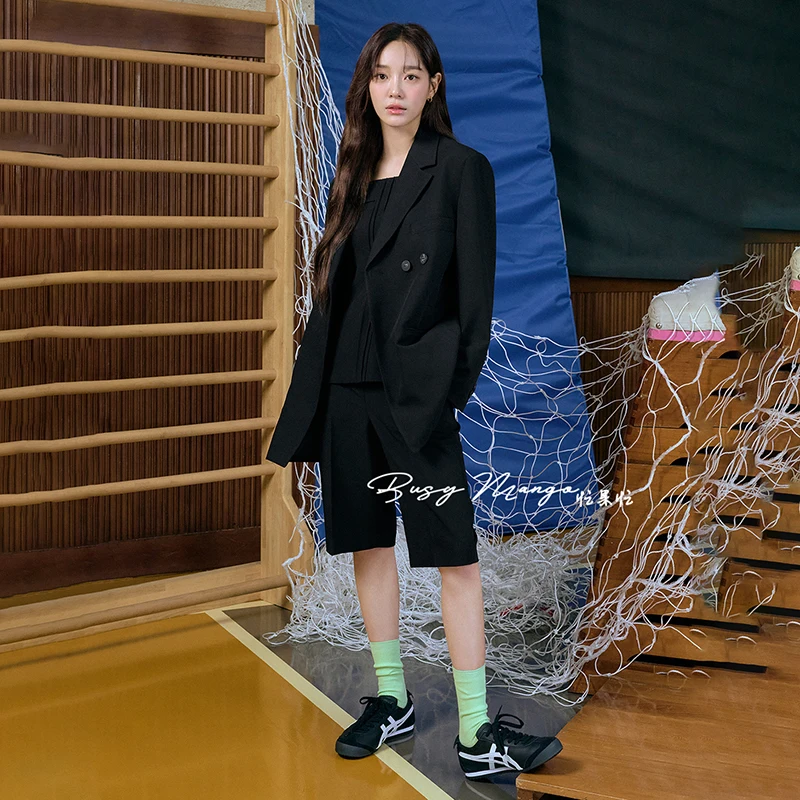 Slimming Commute Suit Jaet with Letter Design And Slits Versatile Long Sve Women's Faion Outerwear Spring 2024