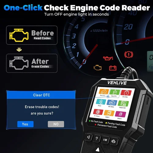 Imagen 2 del producto VEHLIVE Escáner OBD2 Herramientas de Diagnóstico Automotriz Marco Congelado del Coche Escáner OBD Lector y Borrador de Códigos de Error Monitor de Preparación para MOT Datos en Tiempo Real Escáner OBDII Prueba del MIL