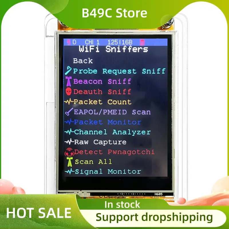 

B49C ESP32 Макетная плата Marauder Портативный 2,8 "240X320 Смарт-дисплей 1,7.2 Прошивка для CYD Marauder 2432R028