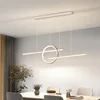 현대 간단한 긴 스트립 Led 다이닝 룸 펜던트 조명 서클 레스토랑 주방 교수형 램프 샹들리에 바 램프 비품 3