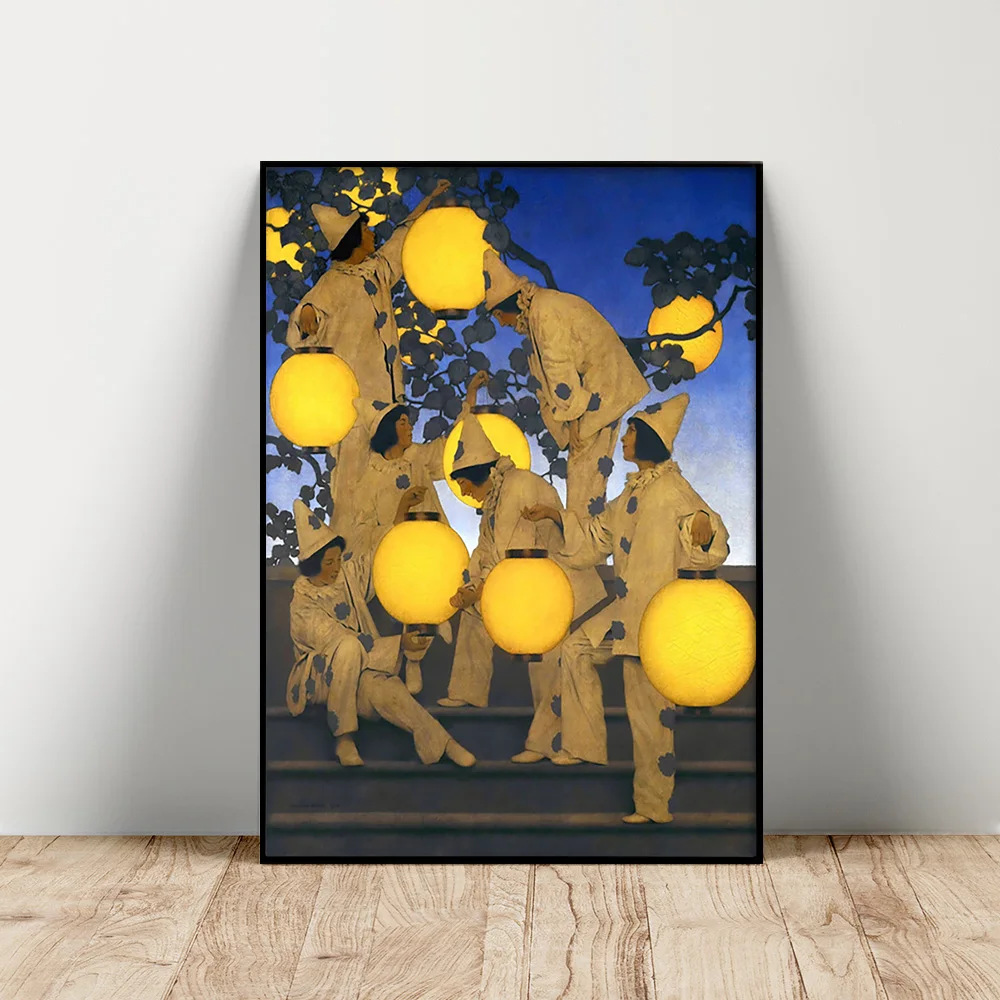 

Maxfield Parrish Art Print Poster The Lantern Bearers Canvas Painting Festival Wall Picture Decor Gift
