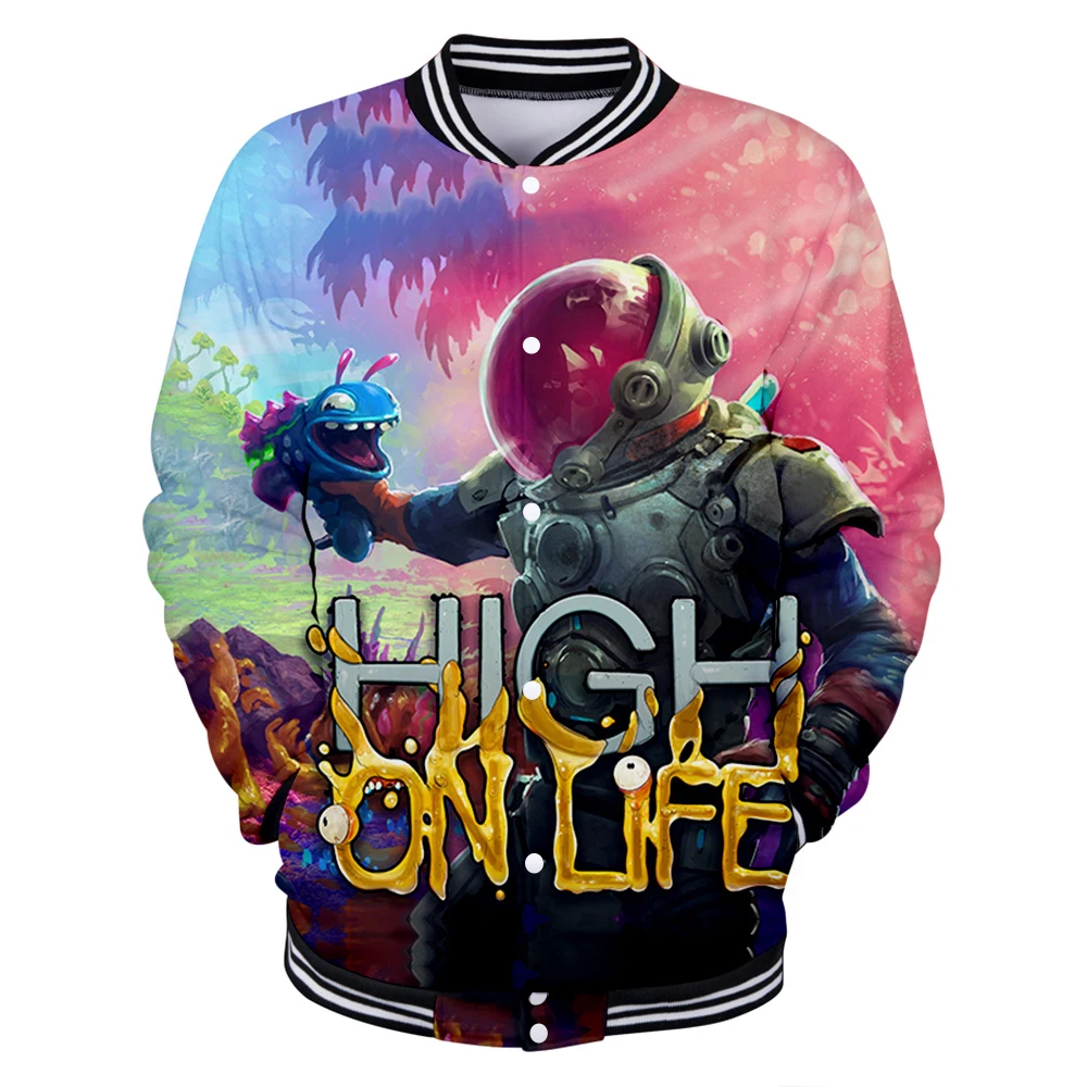 

High On Life 2022 Game Unisex Baseball Uniform Jacket Long Sleeve Women Men Sweatshirt Harajuku Streetwear 3D Clothes