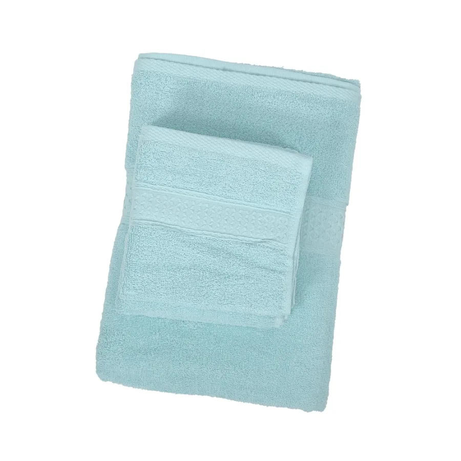 3 Pcs Cotton Bath Towel Plain Soft Absorbent Cotton Cyan