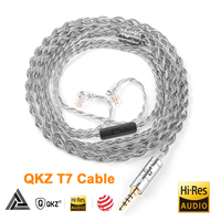 QKZ T7 3.5mm Plug iem Cable 4-Strand 2Pin 0.75mm Upgrade HiFi Earphone Cable Replacement Wire For KZ ZSN ZSX PRO X ZS10 CCA TRN