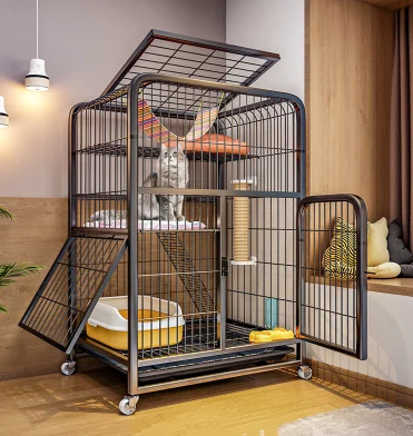 

Household indoor and outdoor pet luxury cage large free activity space rabbit puppy multi-door villa with wheels