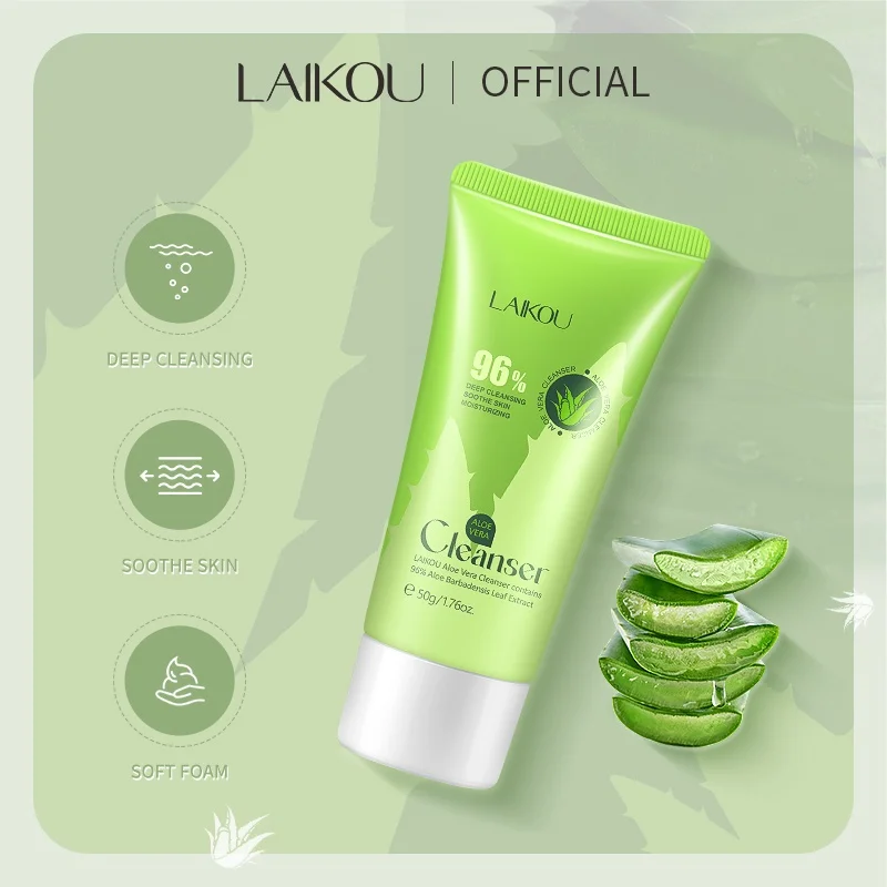 

LAIKOU 96% Aloe Vera Cleanser Soothing Facial Wash Remove Acne Marks 50g