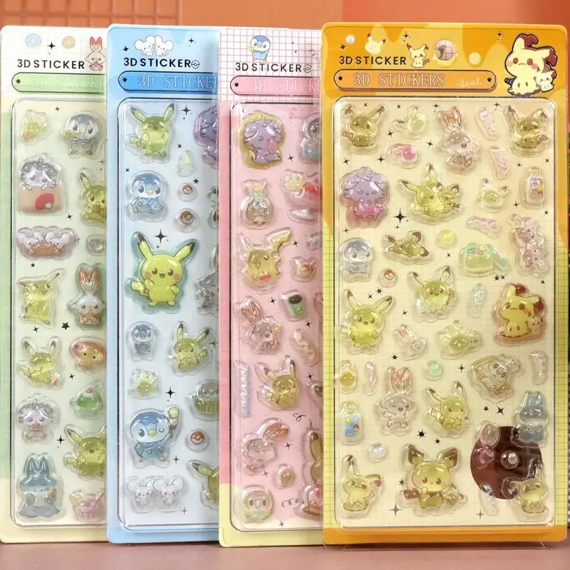 

4-20pcs PokéMon 3d Crystal Stickers Kawaii Diy Decor For Stationery Phone Case Scrapbook Birthday Gift Anime Fans