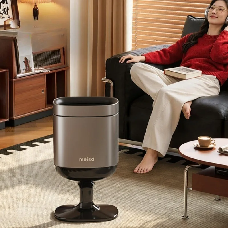 Large Capacity Trash Can Metal Household Large Diameter Wastebasket Minimalist Rectangular Garbage Bin Food Waste Disposal Box
