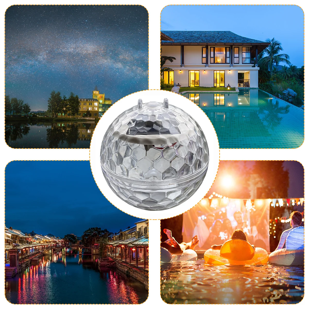 Solar Floating Pool Lights, RGB Color Changing Waterproof Solar Pool Lights Hangable Floating Ball Lights Garden Party Decor