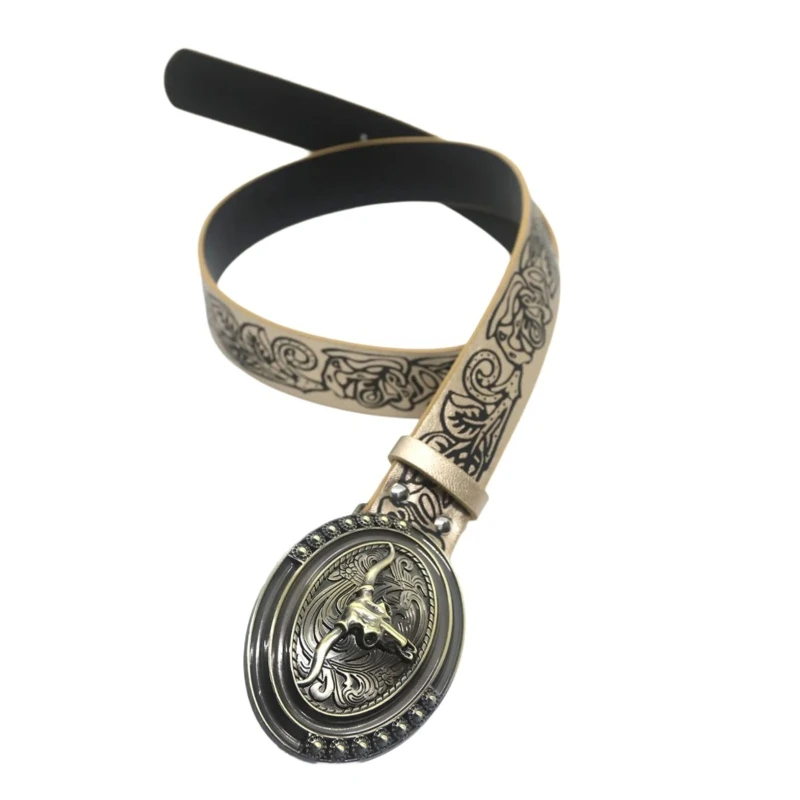 

Ethnic Engraved Belt for Women Ethnic Pants Belt Western Cowboy Waistband for Female Lady Decorative Belt Waiststrap