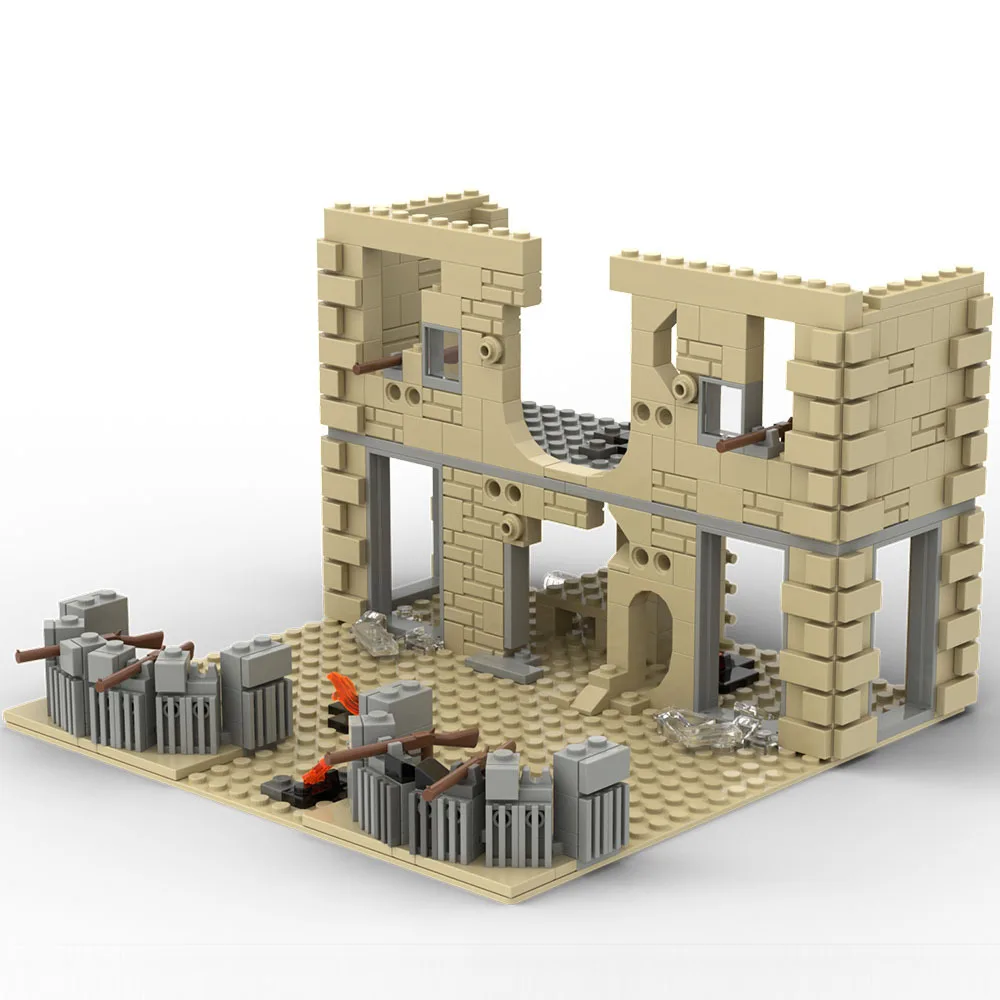 MOC Military Battlefield Ruins Building Blocks Set Wars Fortresses Bunkers Desert Base DIY Toys For Children Birthday Xmas Gifts