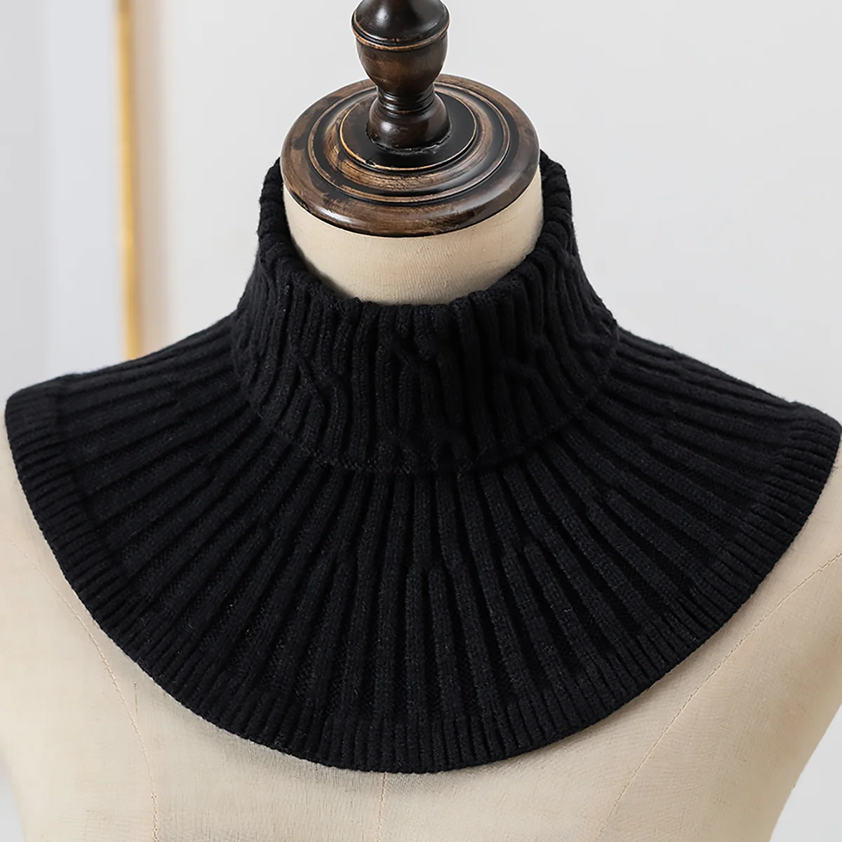 Winter Windproof Knitted Fake Collar Scarf With Wooden Ear Women Turtleneck Warm Knitted False Fake Collar Detachable Scarf