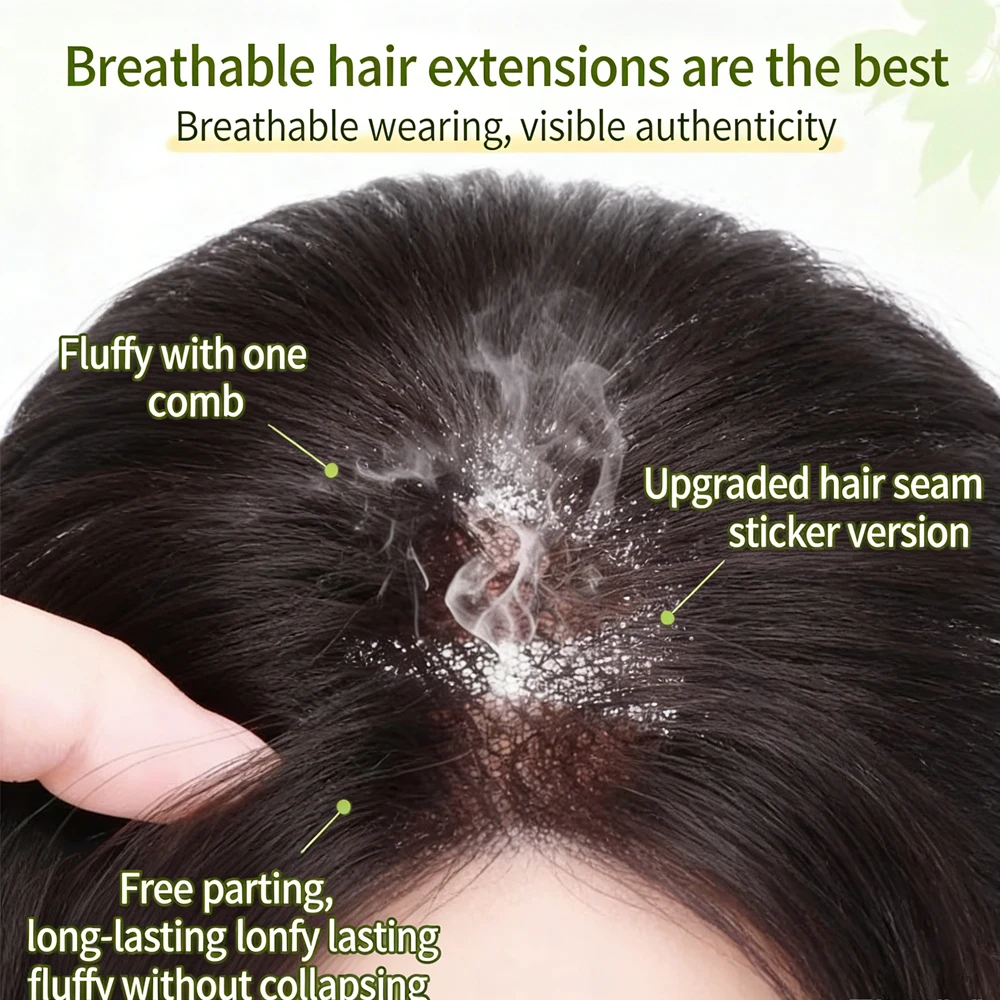 New Invisible Forehead Design Natural Looking Synthetic Hair Topper For Women Magic Paste No Clips Bangs Fringe Cover Gray Hair image 5