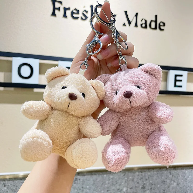 

11cm Cute Bear Plush Keychain School Bag Doll Plush Pendant Key Accessories New Year Birthday Gifts for Girlfriend