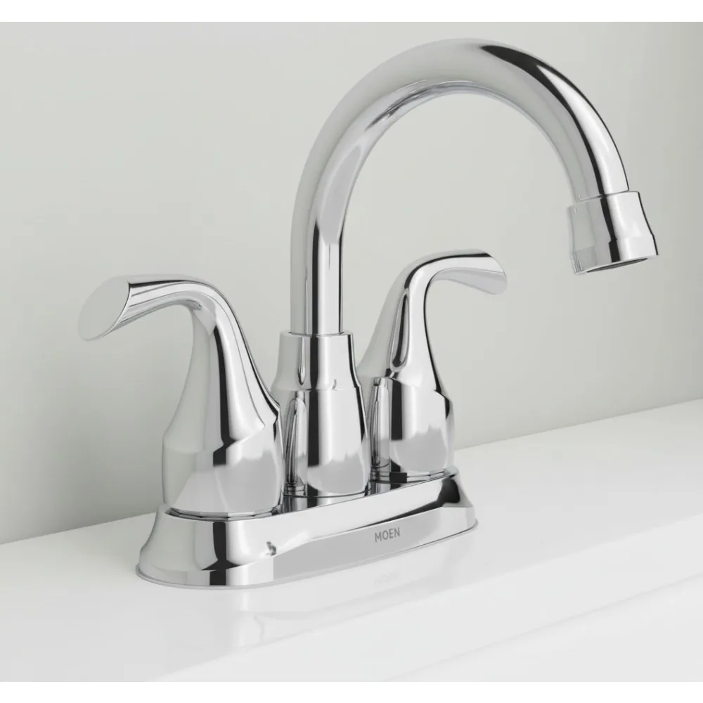 

High Arc Chrome Bathroom Faucet with Drain Assembly, Easy Install 4-Inch Centerset Design for Modern Homes