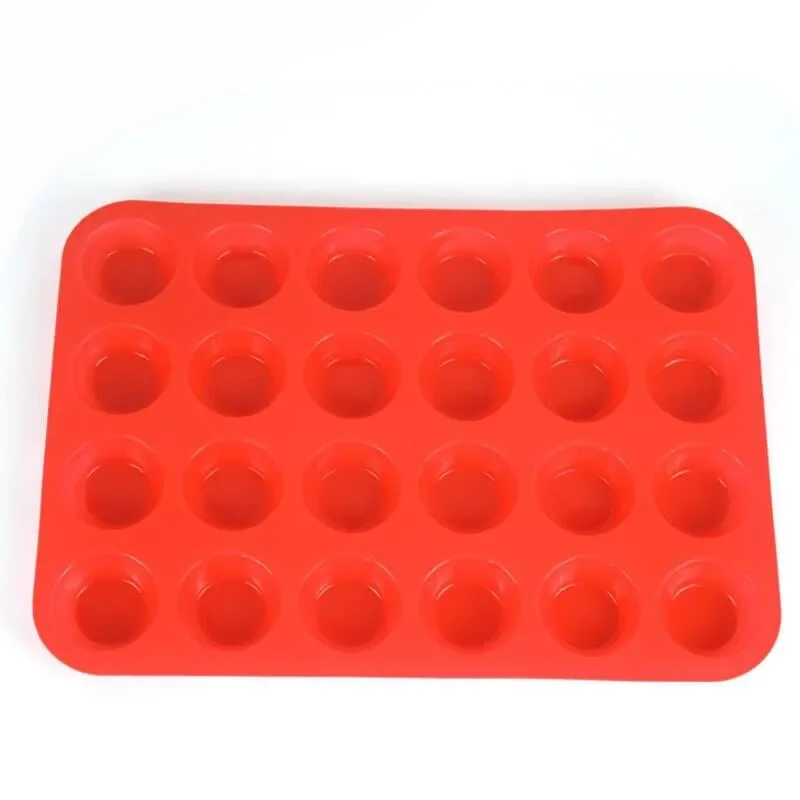 Mini Muffin Cup 24 Cavity Silicone Soap Cookies Cupcake Bakeware Pan Tray Mould Home DIY Cake Pudding Jelly Mold Cake Decor Tool