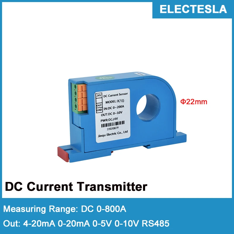 Din Rail Type Perforated Current Sensor 0-10V 4-20mA Ampere Transmitter Closed Loop Hall Ampere Sensor 22mm