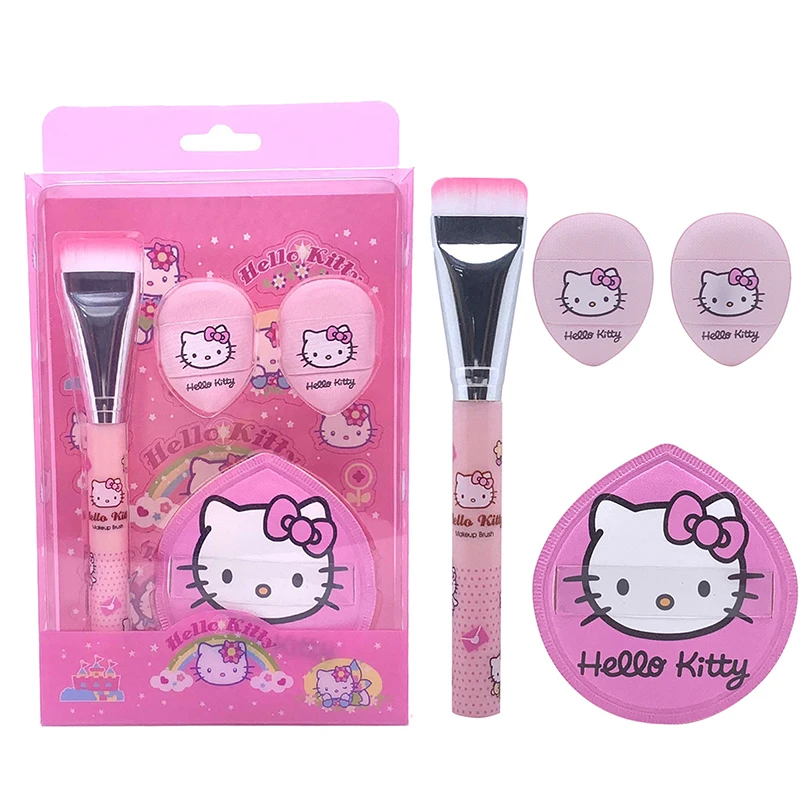 Кисть для макияжа с рисунком Sanrio Hello Kitty One Word, набор для макияжа из сладкой ваты, пуховка для большого пальца, инструмент для макияжа