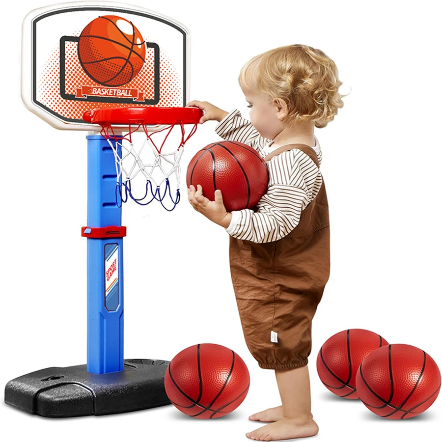 Basketball Set, Adjustable Hoop with 4 Balls, Indoor Outdoor Play, Carnival Game, Christmas, Birthday Gift