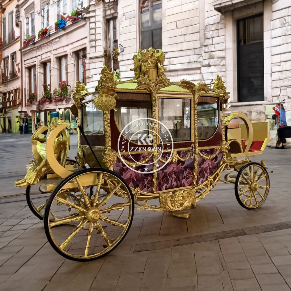 4 Wheel Horse Drawn Carriages Golden Royal Horse Drawn Carriages European Horse Carriage European Sightseeing Car