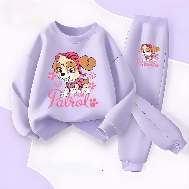 Girls Spring Autumn PAW Patrol Two Piece Set Children's Long Sleeved Tops Long Pants Casual Hoodies Sets Kids Casual Sweatsuits