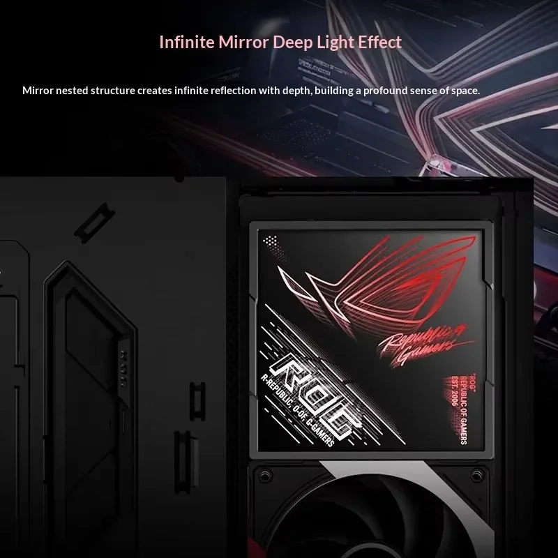 ASUS ROG Phantom Mirror 120 White ARGB Light Panel Infinite Mirror Effect 120mm Fan Mount for PC Gaming Case