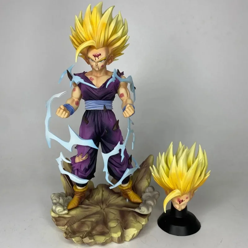 Figura de Acción de Anime Dragon Ball Super Saiyan 2 Gohan con Doble Escultura de Cabeza, Modelo de Estatua GK, Decoración, Regalo de Cumpleaños para Coleccionistas
