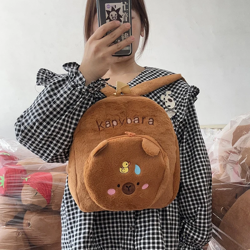 Trendy Kapibala pop pluche rugzak; Ruime Cartoon Capibara damestas; Ideaal kindercadeau