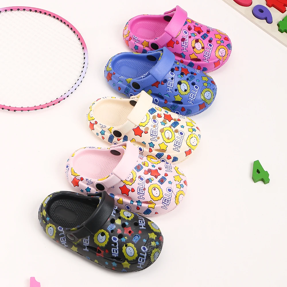 Print Children Slipper Boy Girls Hole Shoes Cartoon Cute Summer Clogs Kids Casual Sneaker Girls Slipper Shoes for Beach Garden