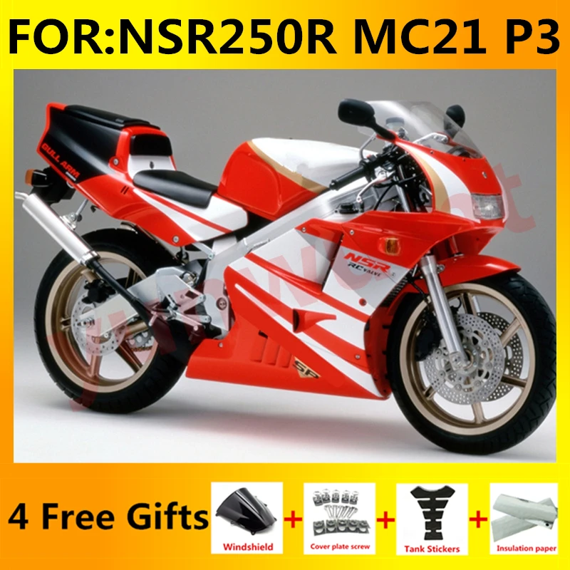 

New ABS Motorcycle Whole Fairings Kit fit for NSR250R NSR 250 NC21 mc21 P3 1991 1992 1993 bodywork fairing kits set red white