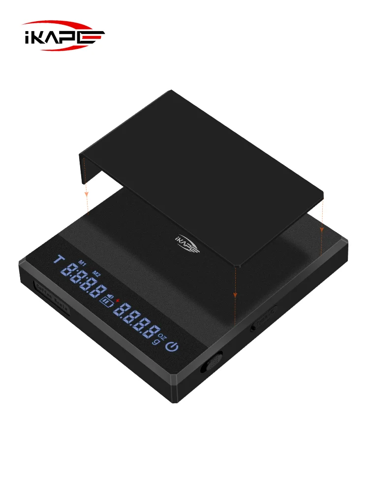 IKAPE Mini Coffee Scale with Timer Rechargeable Espresso Scale With Gravity Sensing 2kg/0.1g Accurate for Espresso&Pour-Over