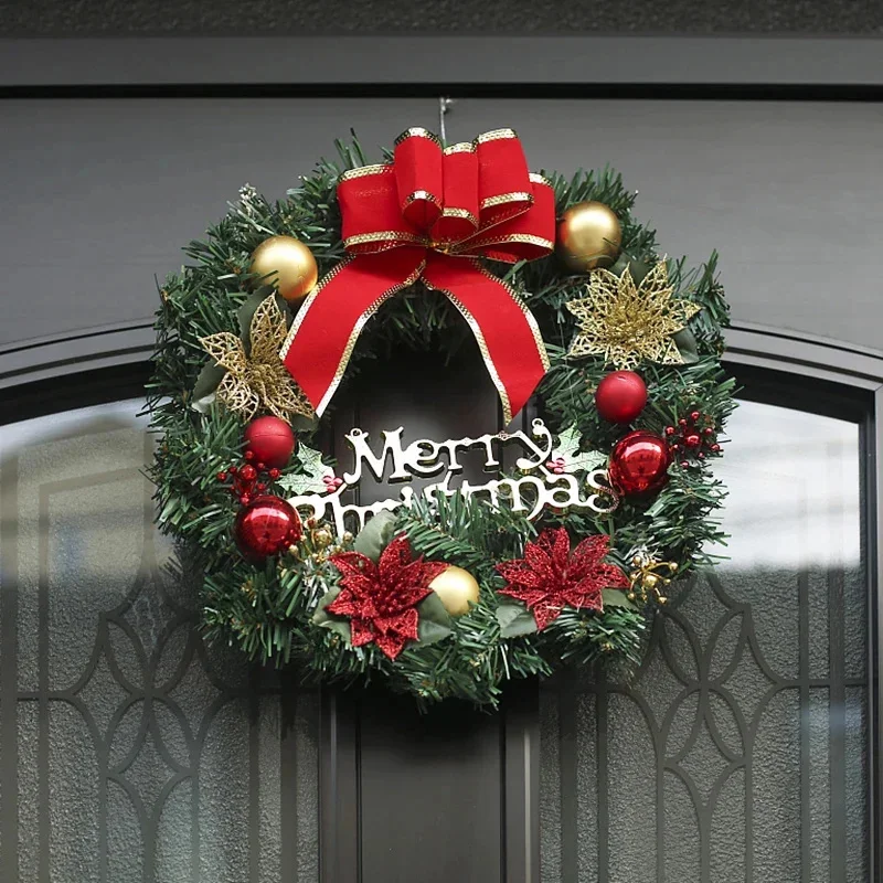 

30cm Christmas Wreath Xmas Door Garland Hanging Oranments Merry Christmas Decoration For Home 2024 New Year Navidad Door Pendant