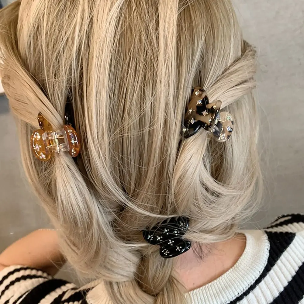 حمض الخليك حجر الراين مشبك شعر Babysbreath الصغيرة انتزاع كليب خلات دبوس الشعر الهندسة كريستال مشبك شعر صغير الشارع الشهير