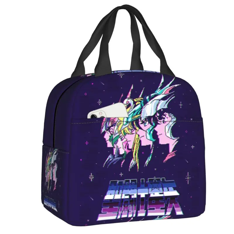 

Custom Saintes Seiya Anime Resuable Lunch Boxes Women Leakproof Cooler Thermal Food Insulated Lunch Bag School Children Student