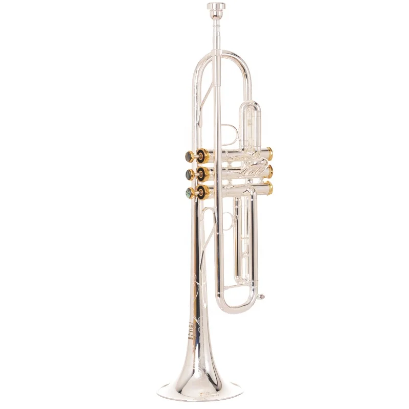 

Wholesale Trumpet Instruments Silver Plated Hand Carved One Horn B Flat Performance Grade Silver