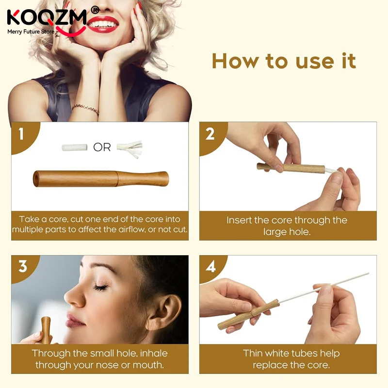 Smokeless Inhaler Quit Stick Aromatherapy Inhaler For Essential Oil, Quit Smoking Inhaler Stick Wooden Personal Diffuser view 6