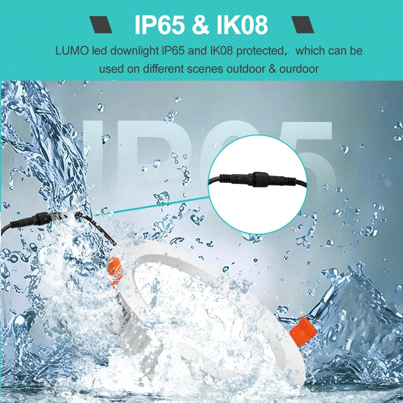 LED Downlight Recessed Gimbal Waterproof Downlight for Bathroom Ceiling with IP65 and Dimmable COB Technology