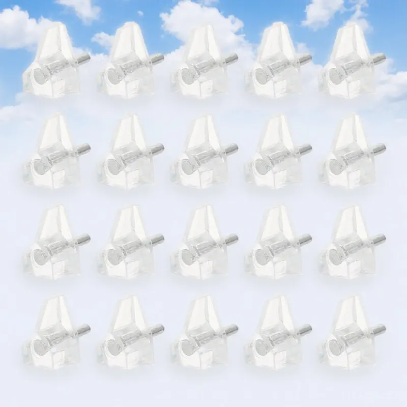 20Pcs Plastic Shelf Support Pegs Transparent Cabinet Shelf Pegs for Bookcases Cabinets Entertainment Centers Smooth Burr Free